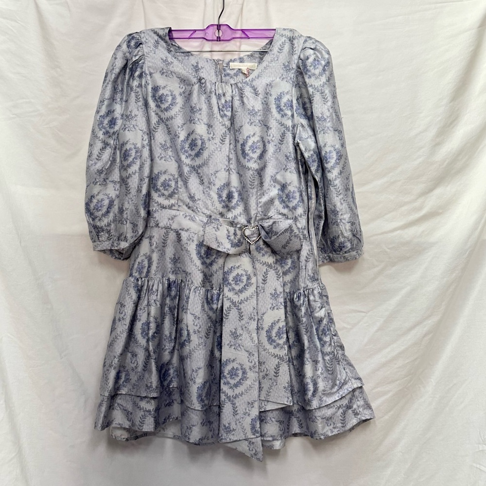 NWT Loveshackfancy Bow Pearla Blue Haze Mini Dress Size 8 - Picture 4 of 16